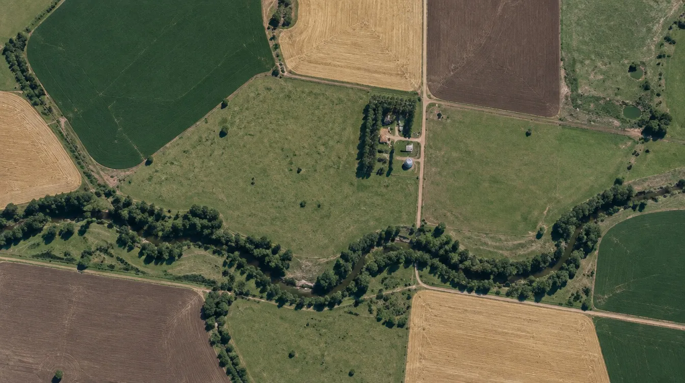 Foto satelital del campo con sus lotes
